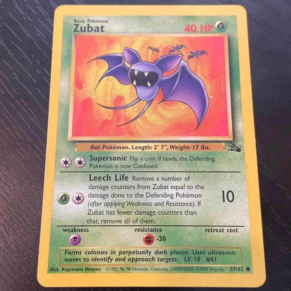 pokemon card zubat Pokémon Card Game Fossil - Zubat main image 1